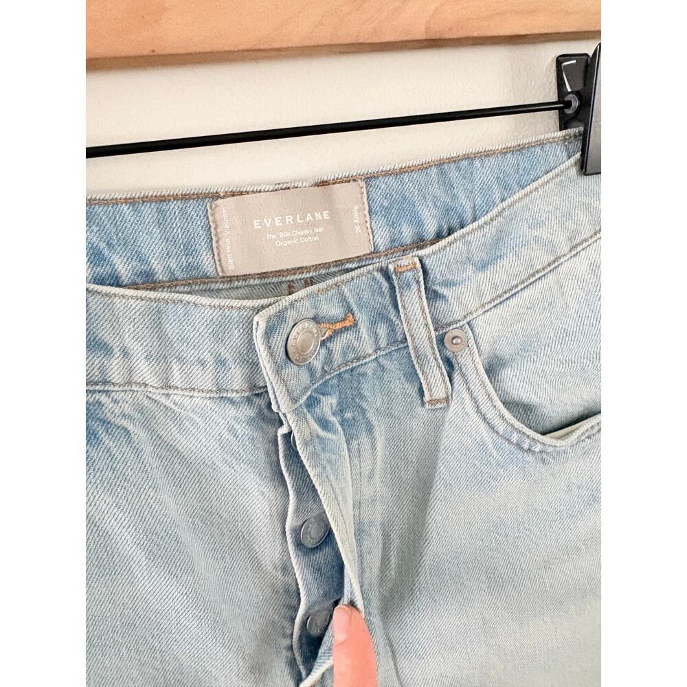 Everlane The 90s Cheeky Mended Jeans Size 26 Patchwork Indigo Crop Raw Hem - Picture 11 of 11